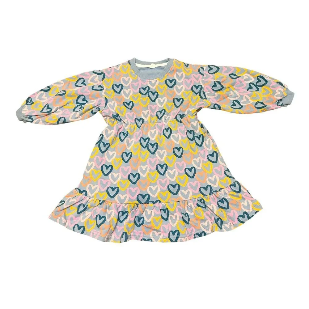 Woori & Koko Girls Sweater Dress Long Sleeve Size 130‎ Hearts Blue